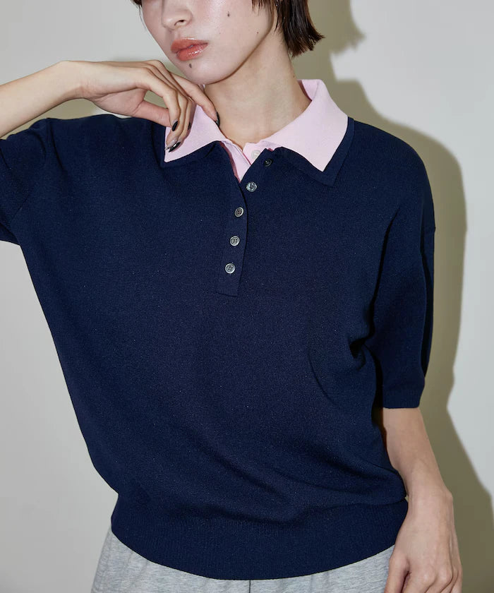 Color Scheme 2-Panel Collar Short Sleeve Knit Polo Shirt Limited Edition