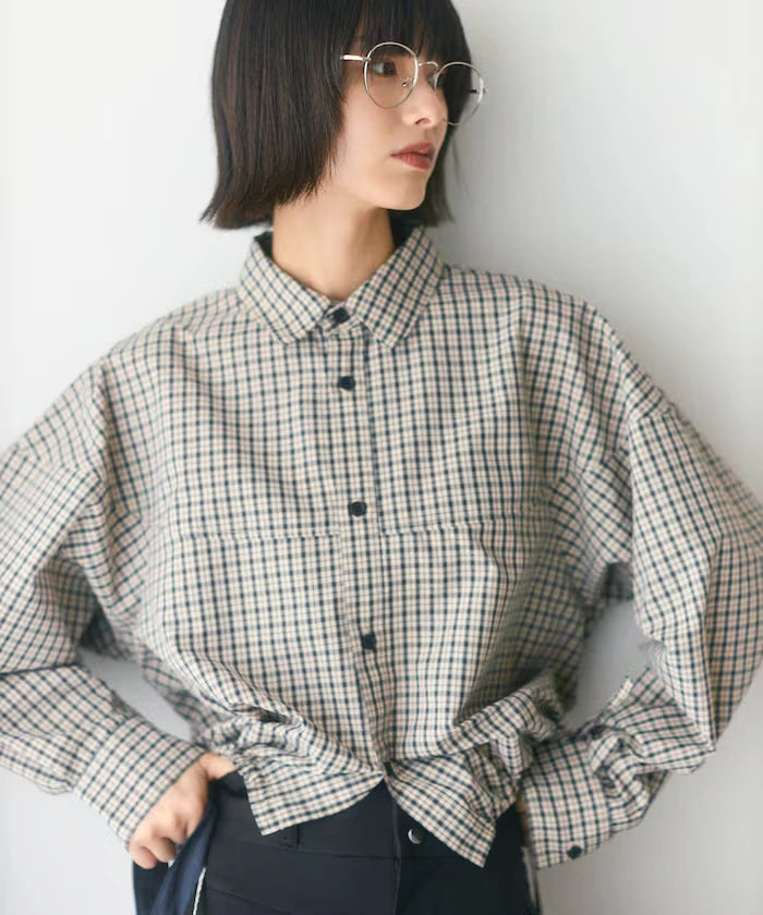 Hem Code Switch Short Length Long Sleeve Shirt