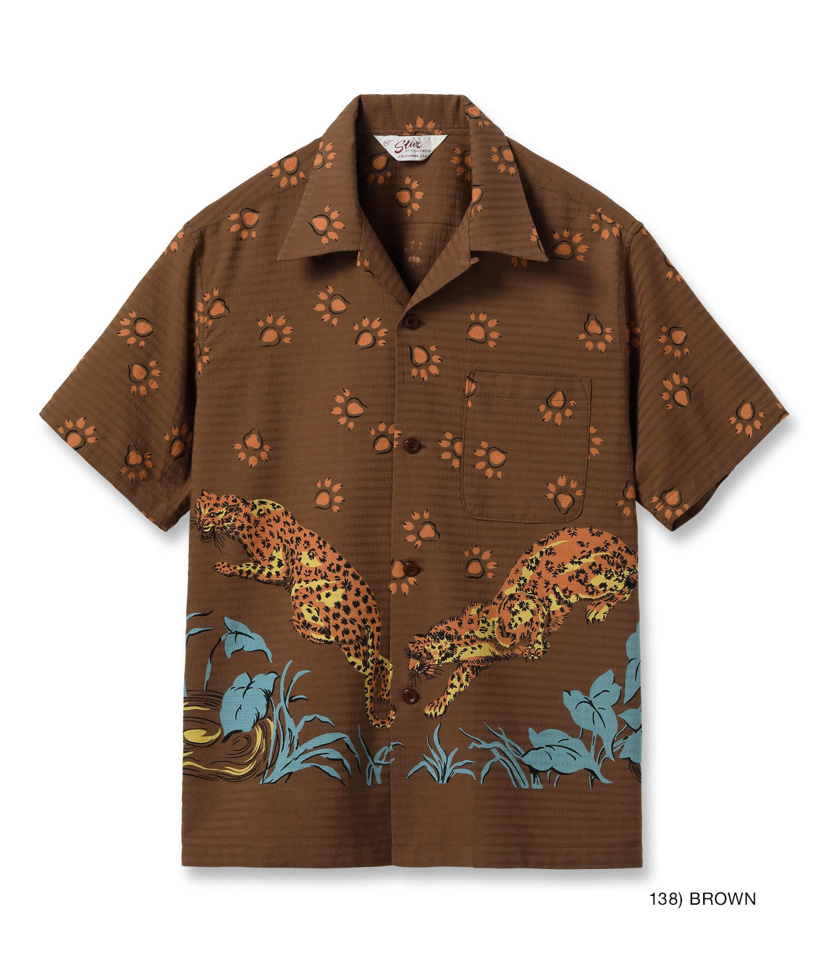 Dobby Cotton Open Shirt 'Leopard'