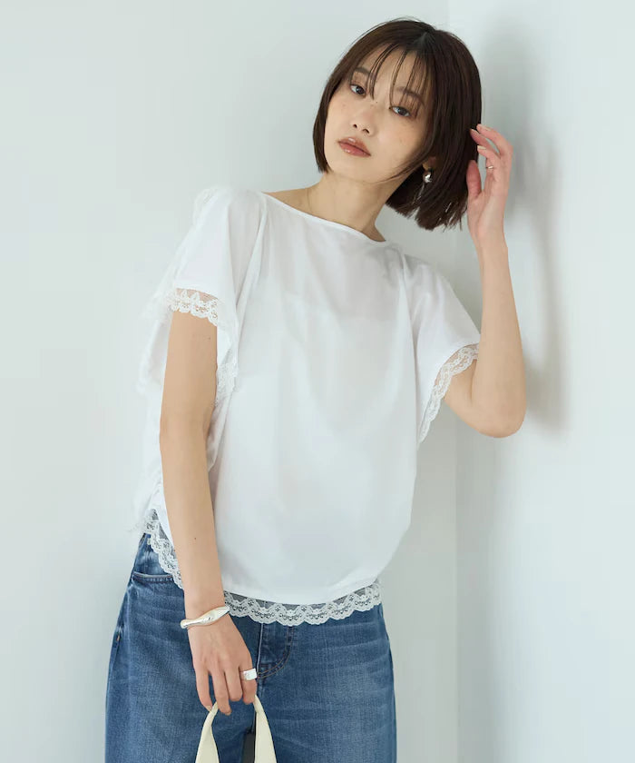Handkerchief Sleeve Shirring Blouse