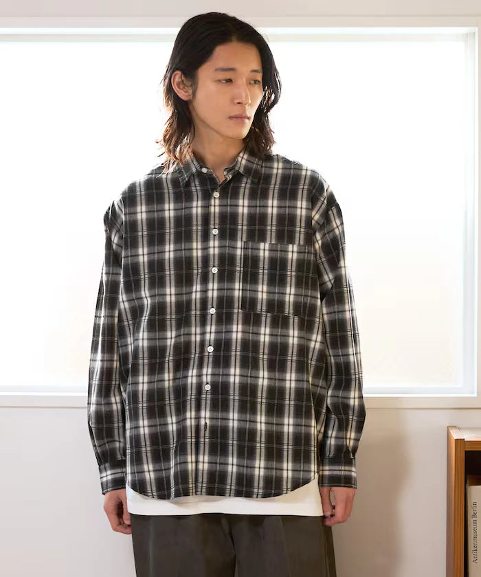 Big Silhouette Ombre Check Shirt / Long Sleeve