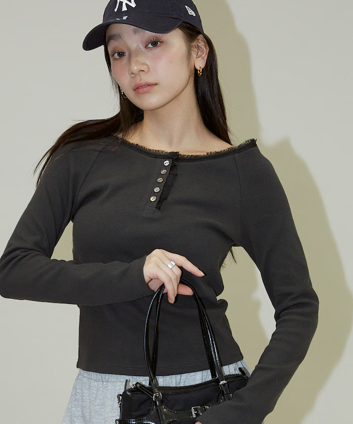 Lace Insert Long Sleeve T-Shirt