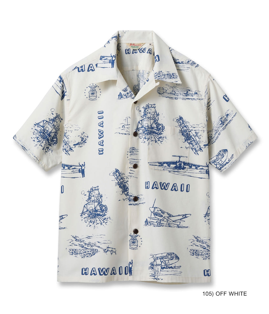 Cotton Broad Hawaiian Shirt "Island Aviation"