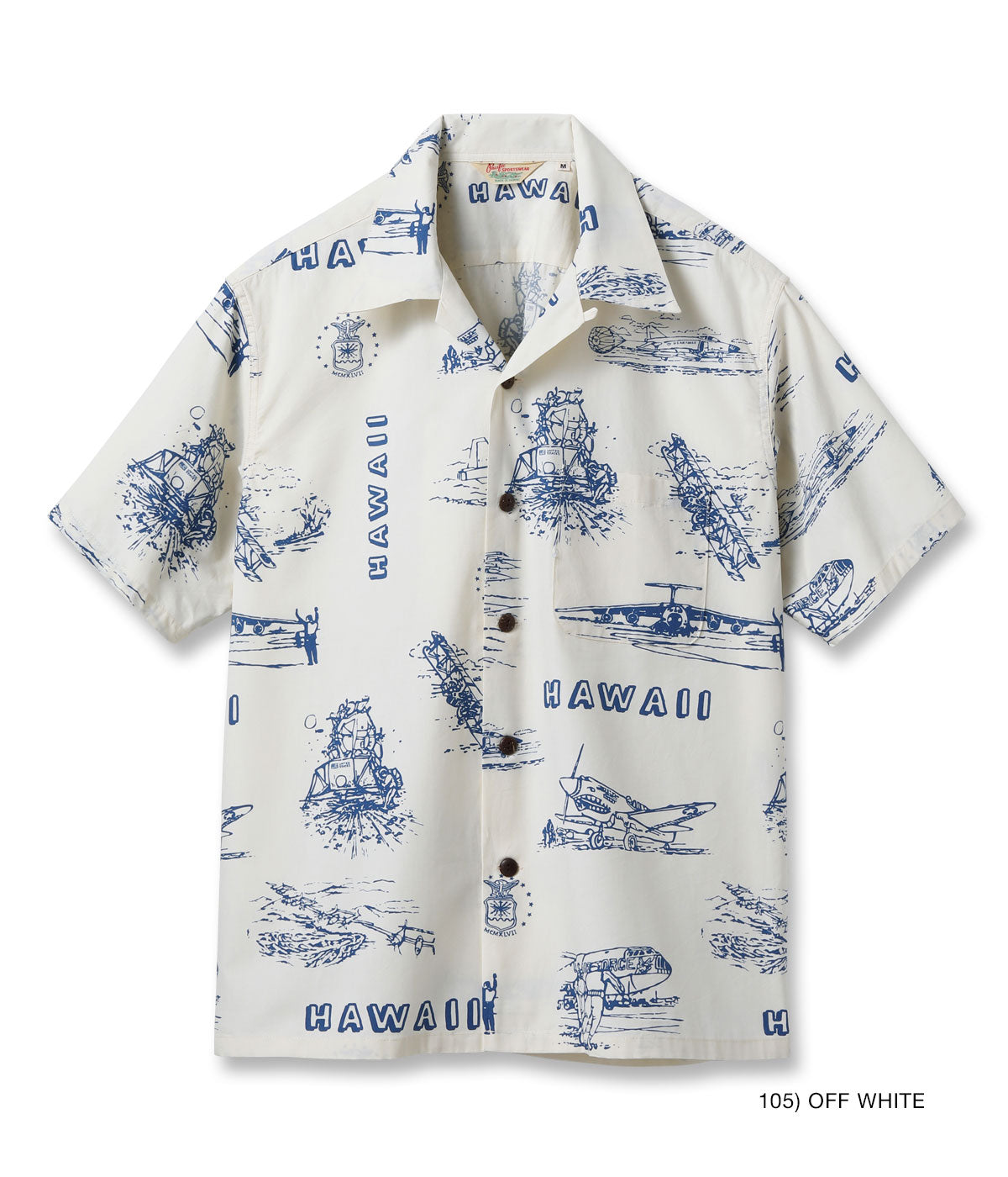 Cotton Broad Hawaiian Shirt "Island Aviation"