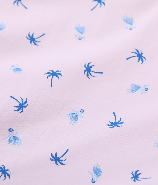 COTTON TWILL REGULAR COLLAR SHIRT “HULA & PALM TREE”