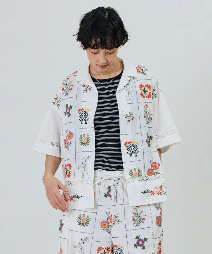 Patchwork Flower Embroidery Shirt