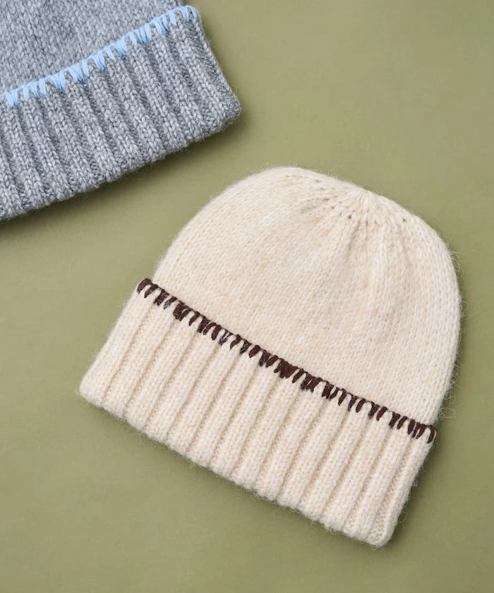 Color Block Blanket Stitch Knit Cap