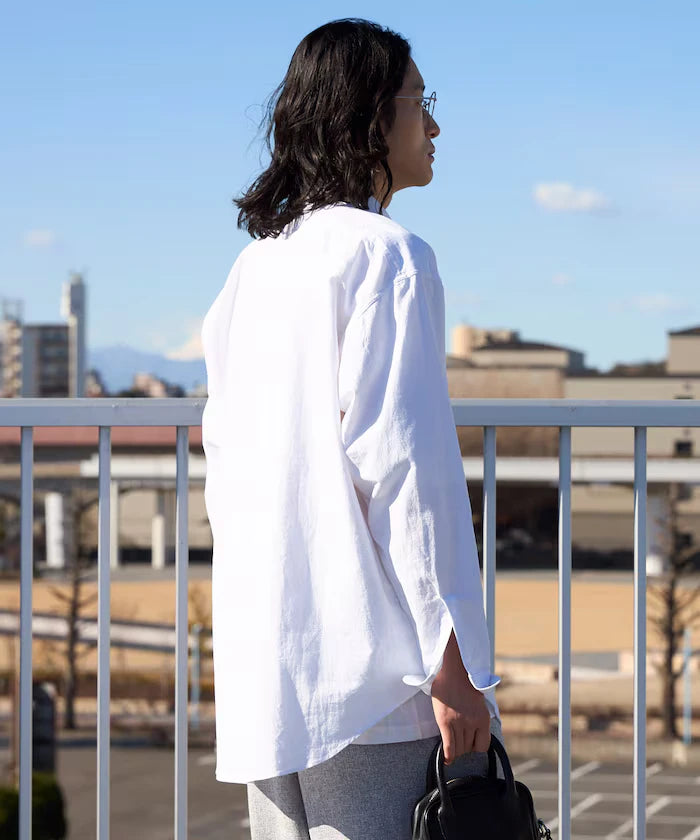 Oversized Classic Regular Collar Chambray Shirt Long Sleeve