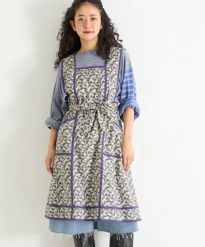 Floral Pattern Apron Style Dress