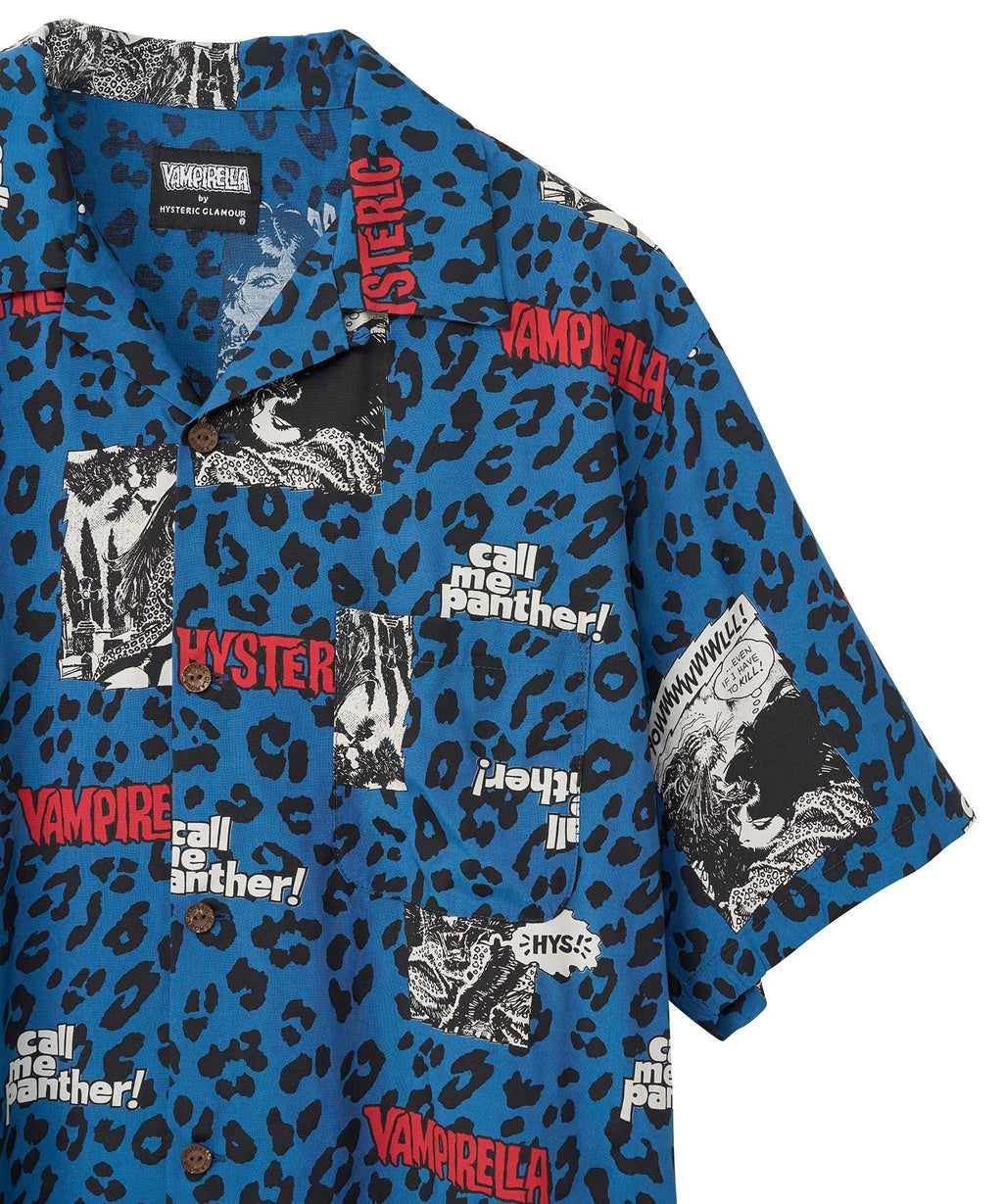 VAMPIRELLA/CALL ME PANTHER Pattern Open Collar Shirt