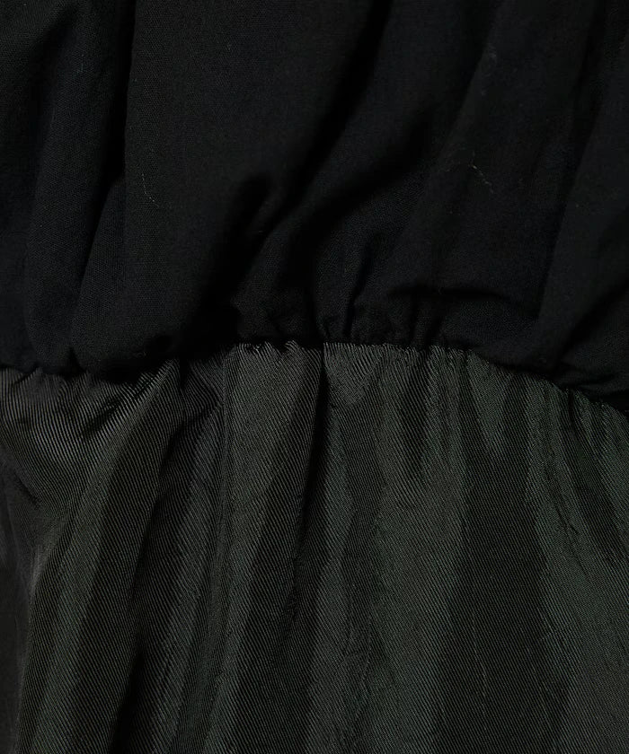 Mixed Material Shirring Satin Dress Limited Release