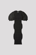 FLUTED GLITTER SHORT PUFF SLEEVE DRESS