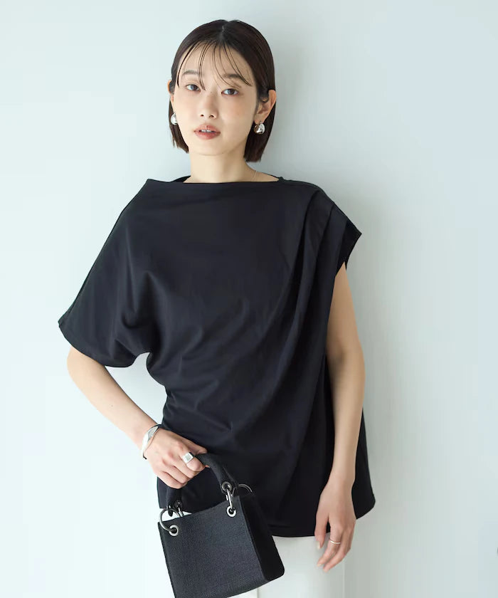 Organic Cotton Asymmetrical Draped Top