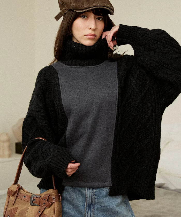 Mixed Material Switch Turtle Neck Knit Limited Edition