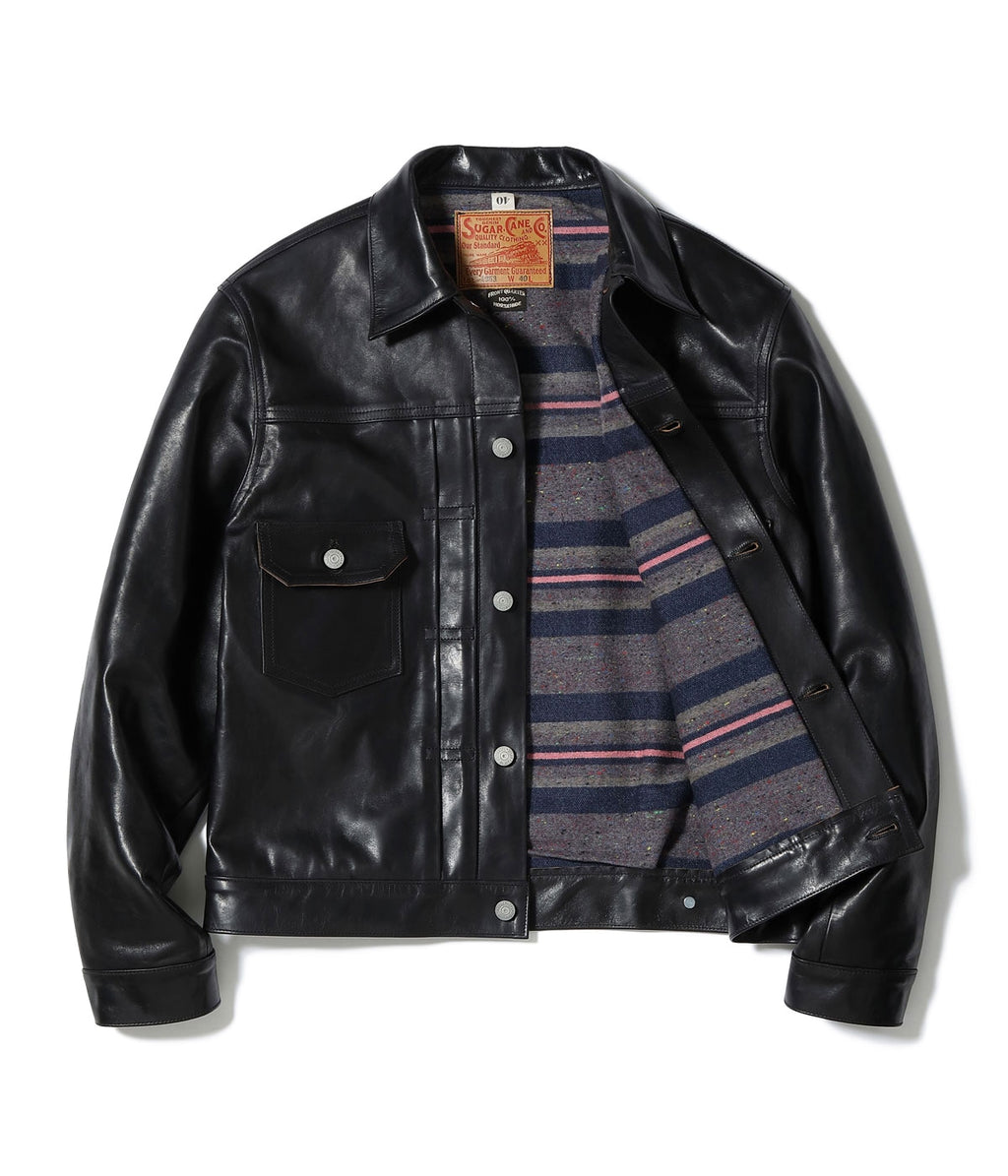 BLACK HORSEHIDE LEATHER JACKET 1953 MODEL