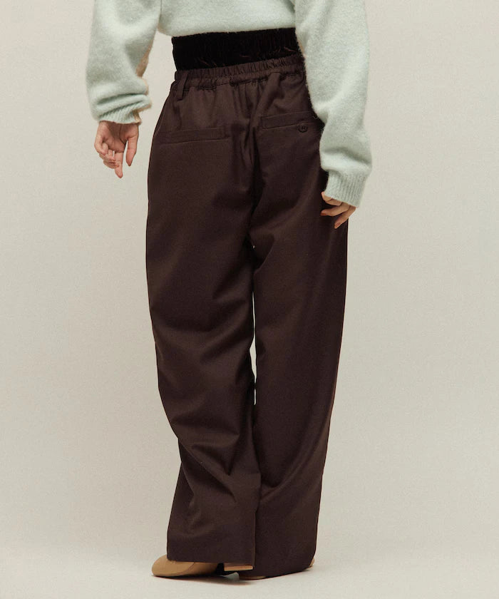 Velour Double Waist Easy Slacks / Wide Silhouette Wool-like Slacks Pants