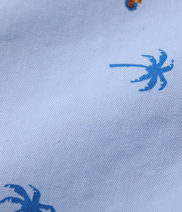COTTON TWILL REGULAR COLLAR SHIRT “HULA & PALM TREE”