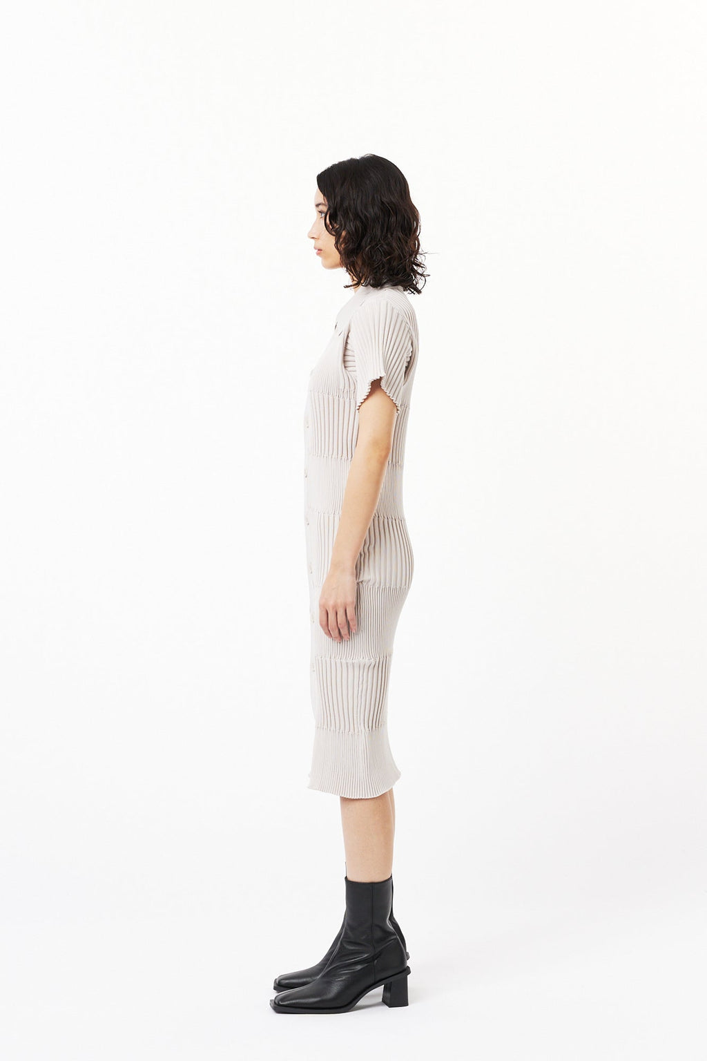 FLUTED SHORT SLEEVE SHIRT DRESS
