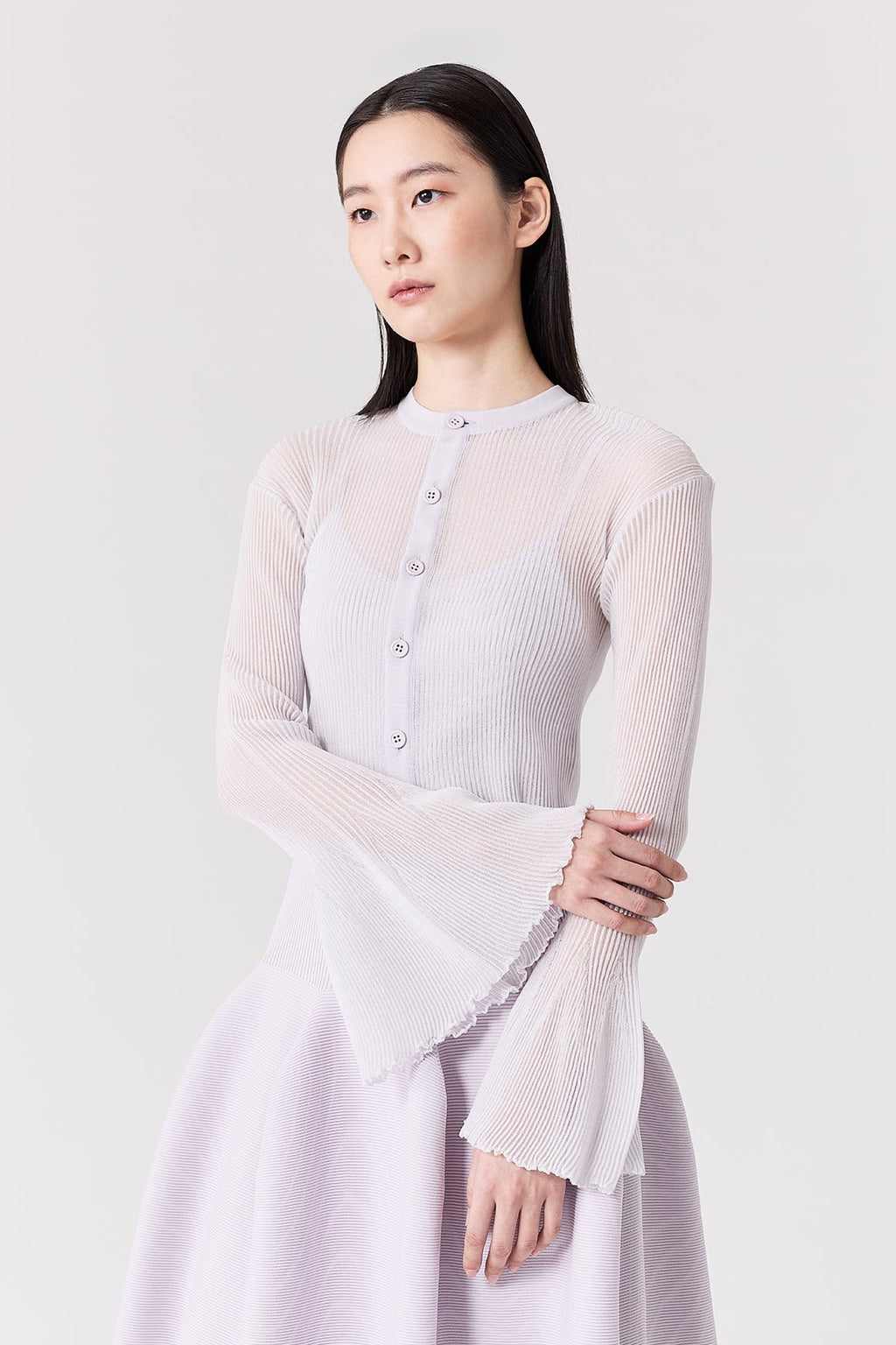 HYPHA LUCENT GLITTER BELL SLEEVE CARDIGAN