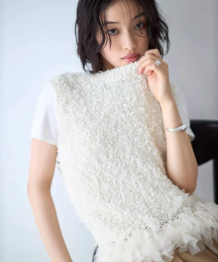 2WAY Fringe Hem Knit Vest