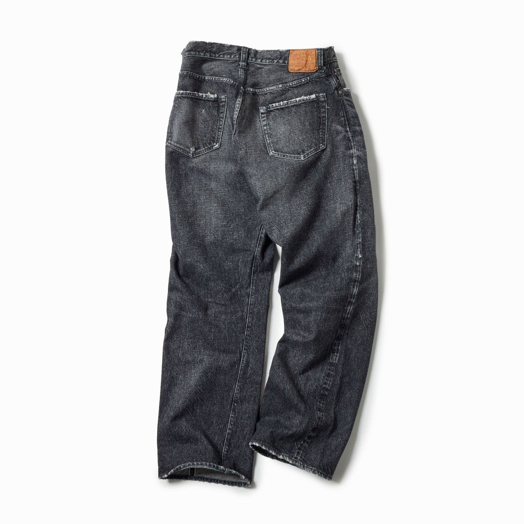 GL42580H / RECYCLED WASTE SUVIN COTTON YARN 14oz. DENIM 5POCKET STRAIGHT PANTS VINTAGE WASHED (ZIPPER FLY)