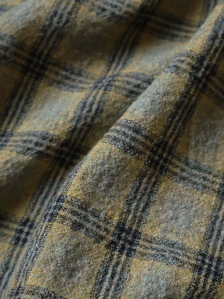 Wool Check ZIP UP Friend Pocket Board Shirt