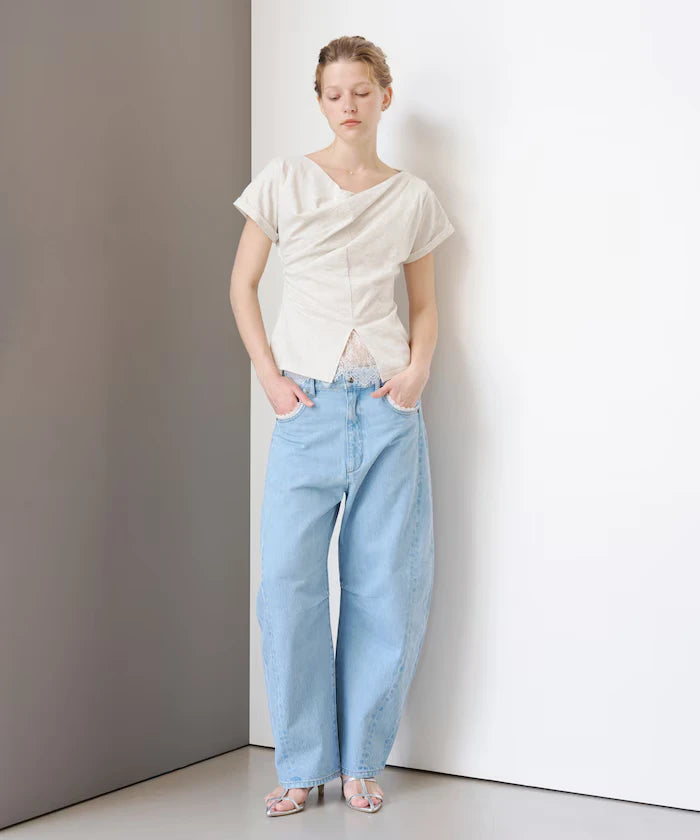 Lace Docking Draped Neck Top 【Limited Edition】