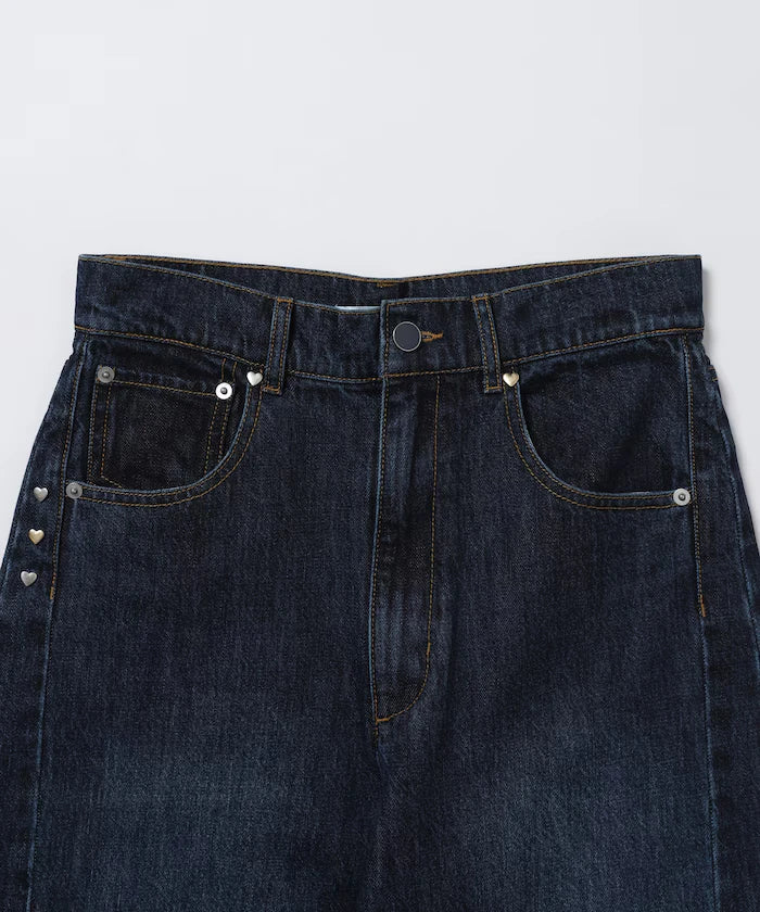 Heart Studs Curvy Denim / Wide Silhouette