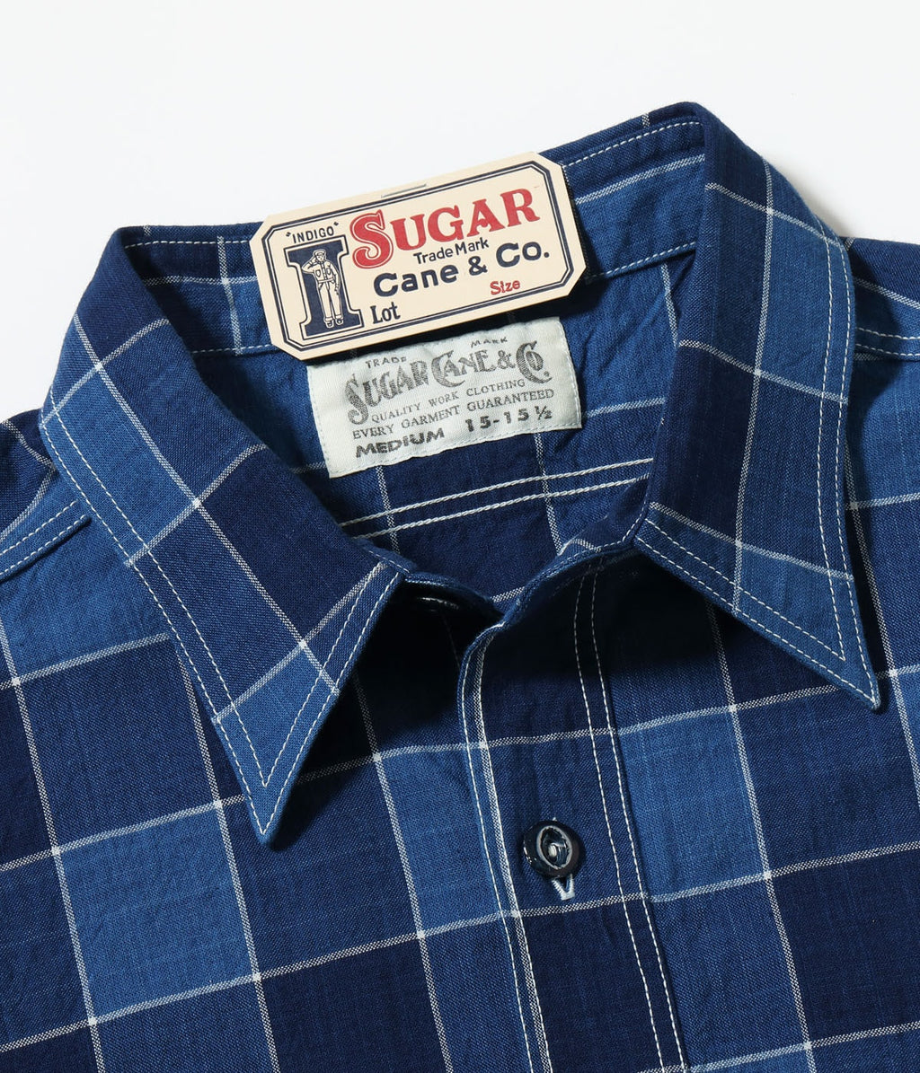 FICTION ROMANCE 5oz. INDIGO CHECK WORK SHIRT