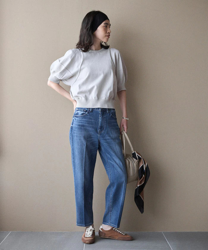 Japan Made Whole Garment Puff Sleeve Top