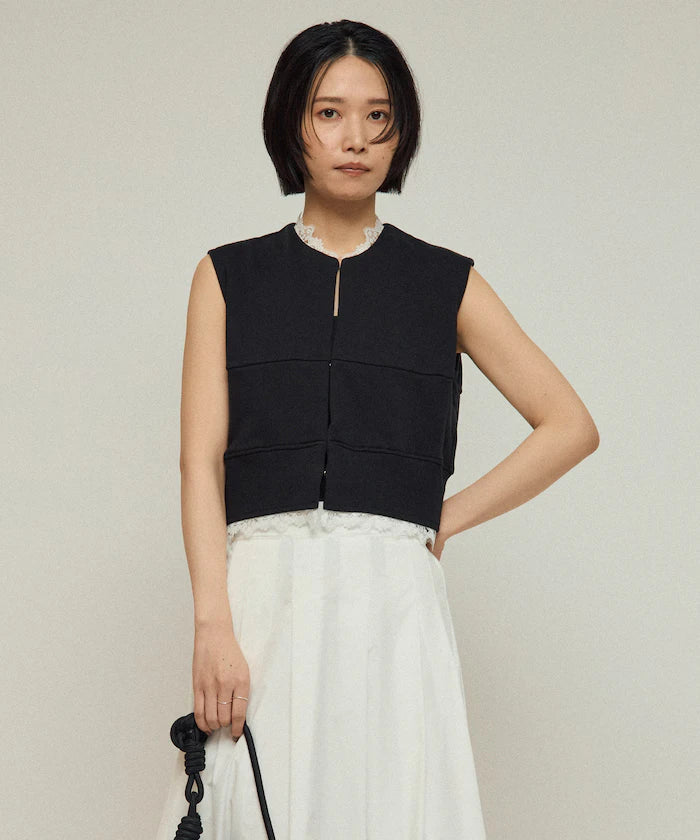 Organic Cotton Lace Sweat Vest / Lined Sweat