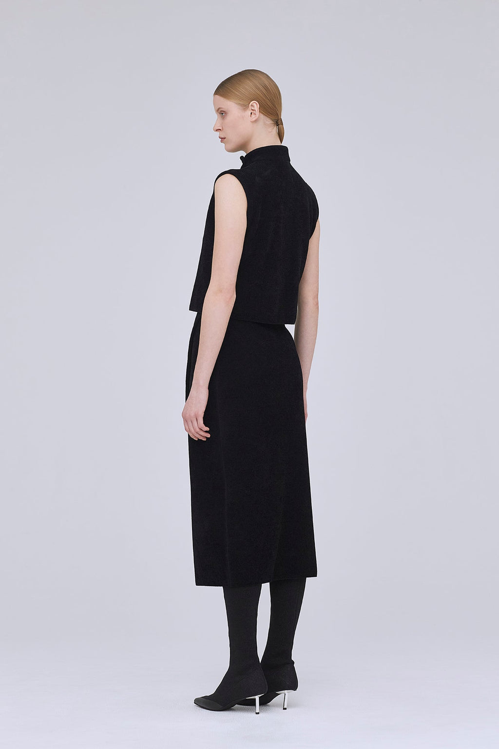 MILAN RIB VELVET STAND-UP COLLAR VEST