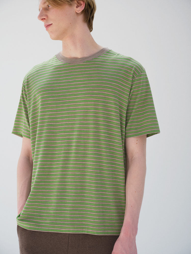 SOFT SMOOTH WOOL STRIPE JERSEY TEE