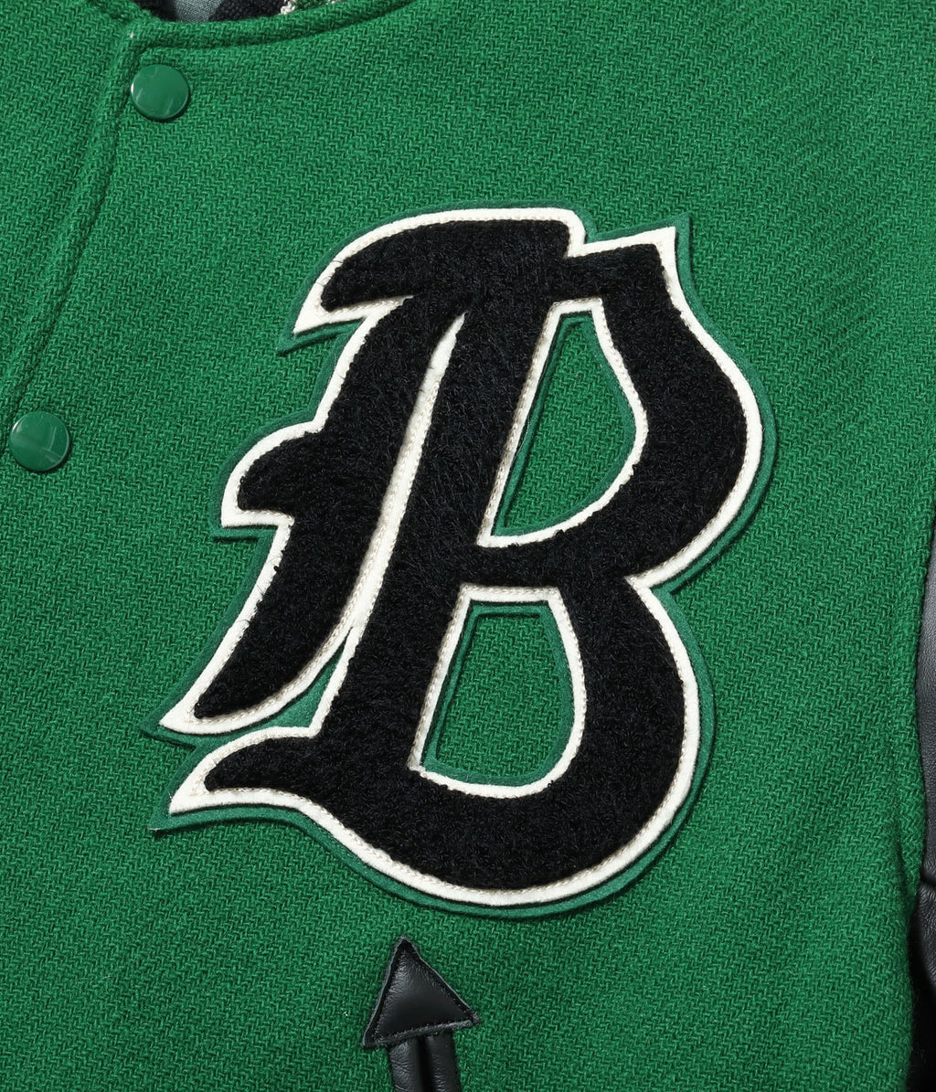 30oz. WOOL MELTON AWARD JACKET “CRANK BUSTERS” (GREEN)