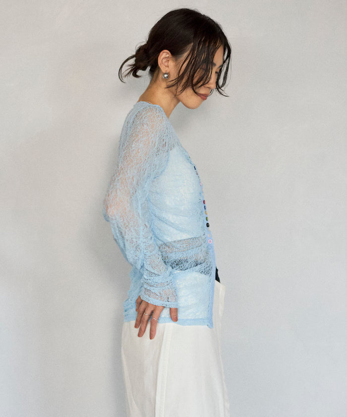 Many Button Lace Shirring Cardigan (Released on February 12 at 12:00)