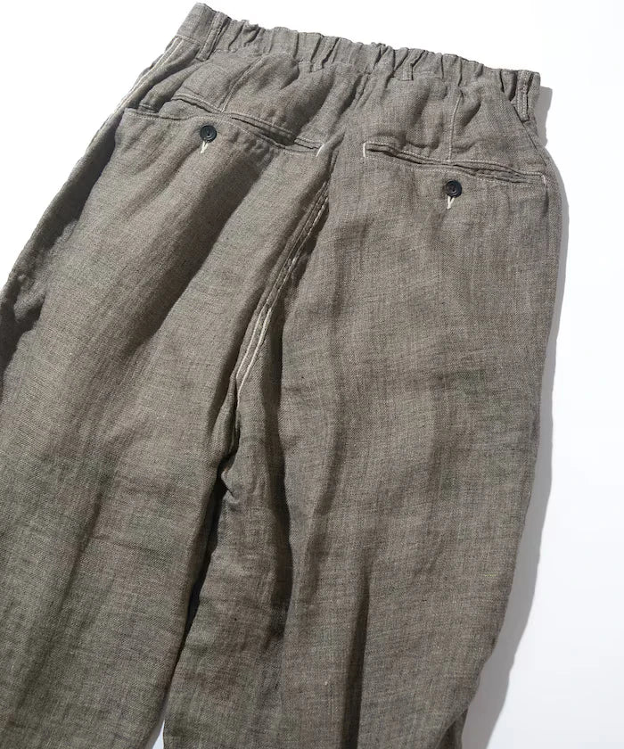 French Linen Tweed 1 Tuck Trousers