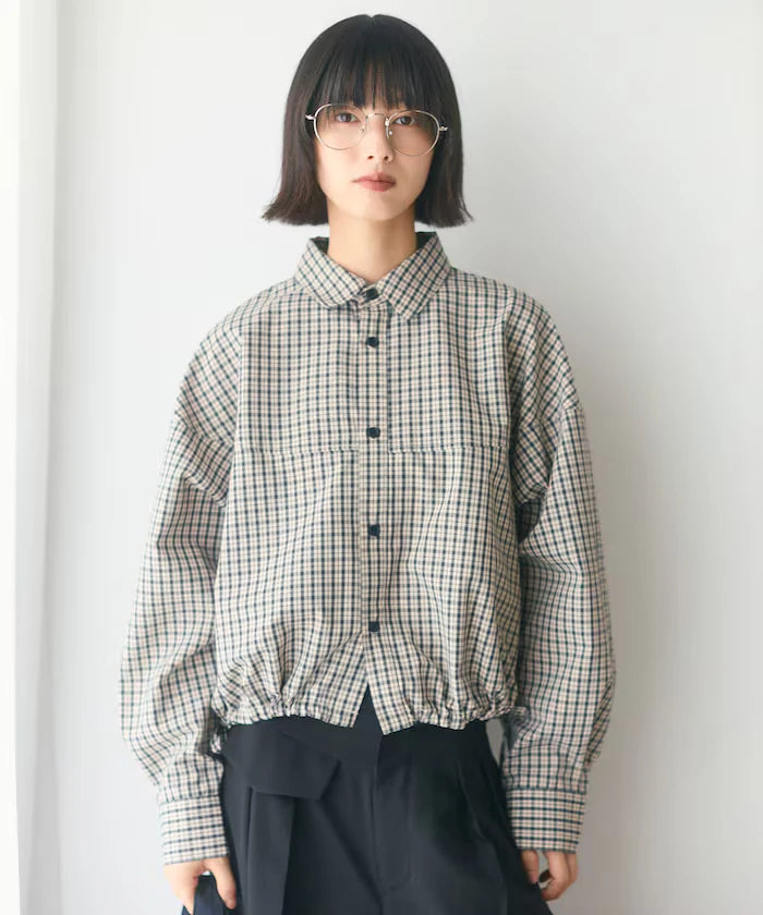 Hem Code Switch Short Length Long Sleeve Shirt