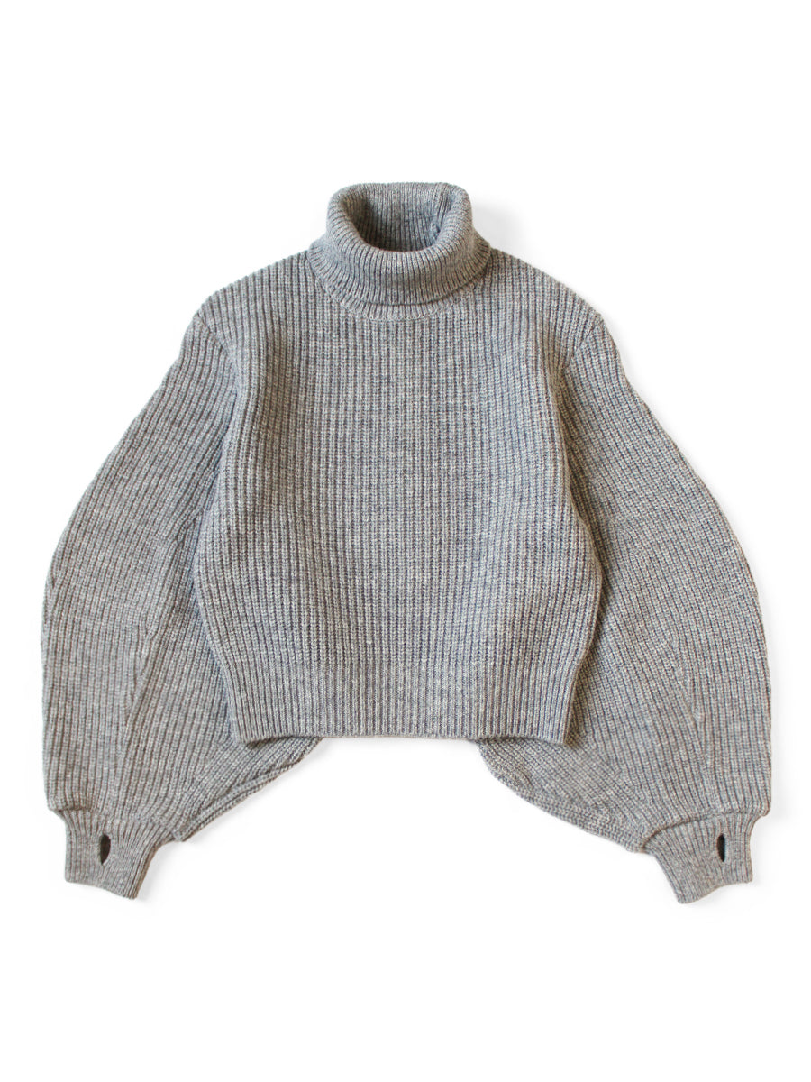 5G Wool Ribbed Bell Sleeve Sweater