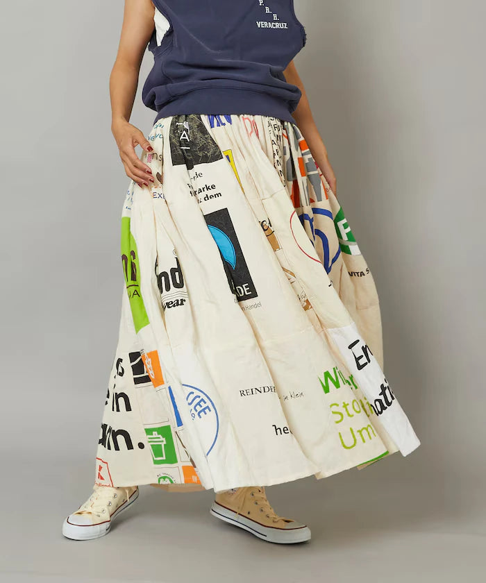 Vintage European Eco Bag Remake Skirt