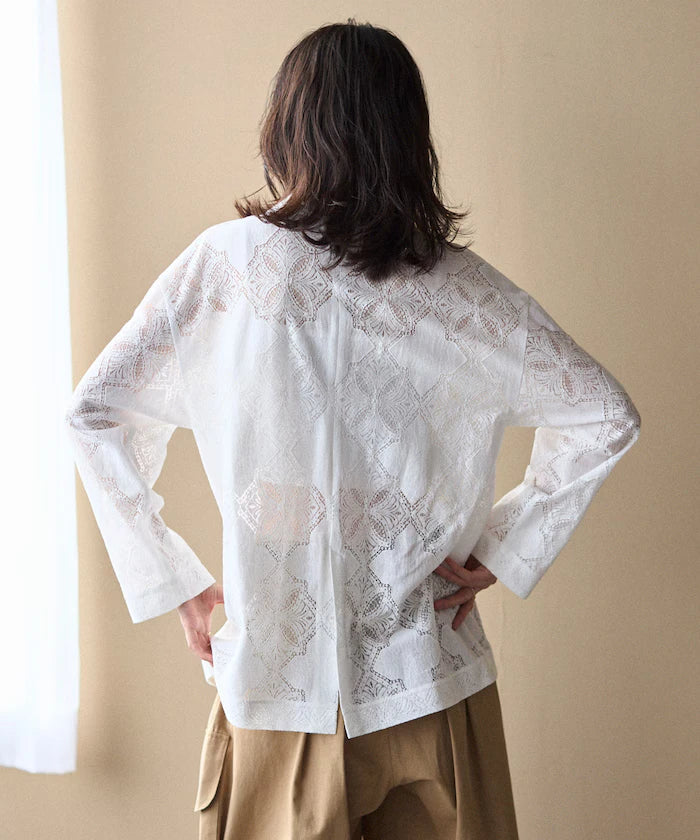 [February 12 12:00 Release] Panel Lace Shirt Jacket / Compatible with Setup