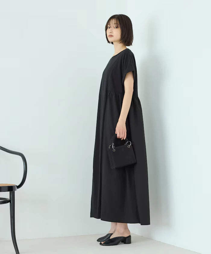 Organic Cotton Mixed Material Docking Gather Dress