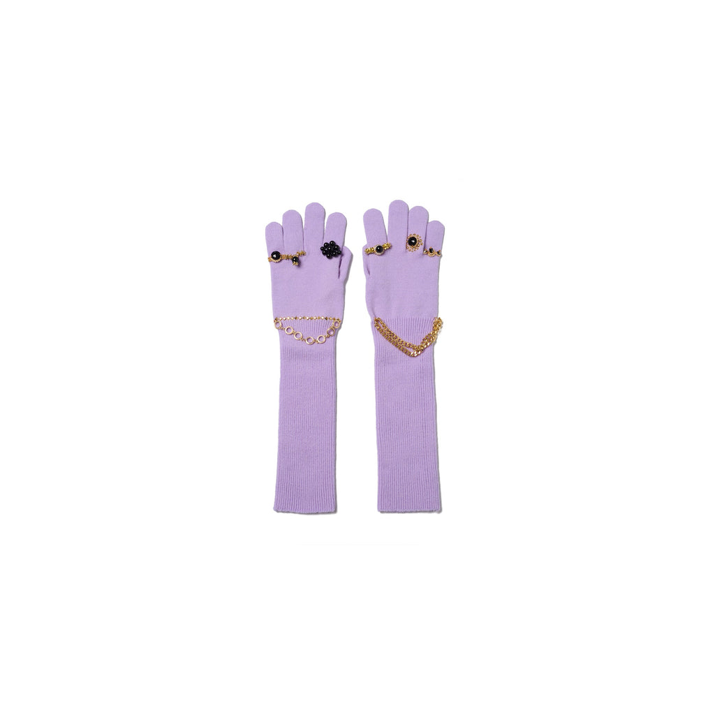 JEWELRY ATTACHED LONG GLOVES / SMALL：PINK