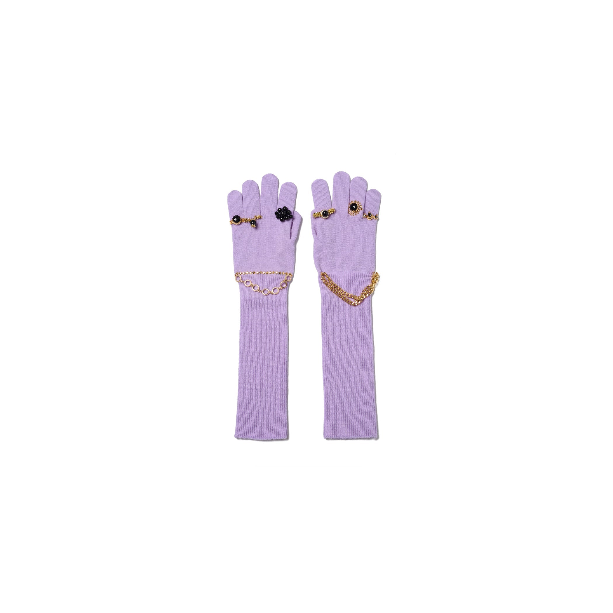 JEWELRY ATTACHED LONG GLOVES / SMALL：PINK