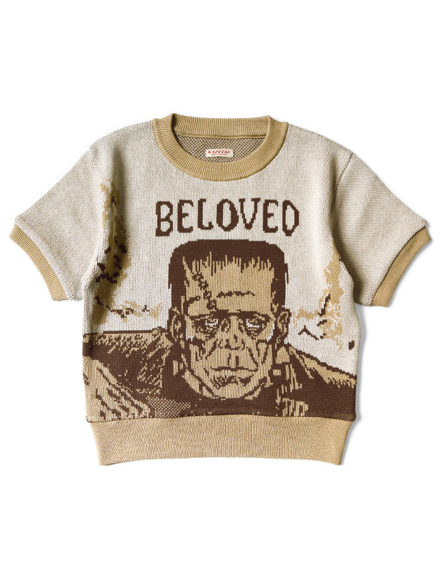 8G Jacquard Knit Short Sleeve Vintage Cropped...