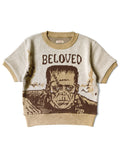 8G Jacquard Knit Short Sleeve Vintage Cropped...