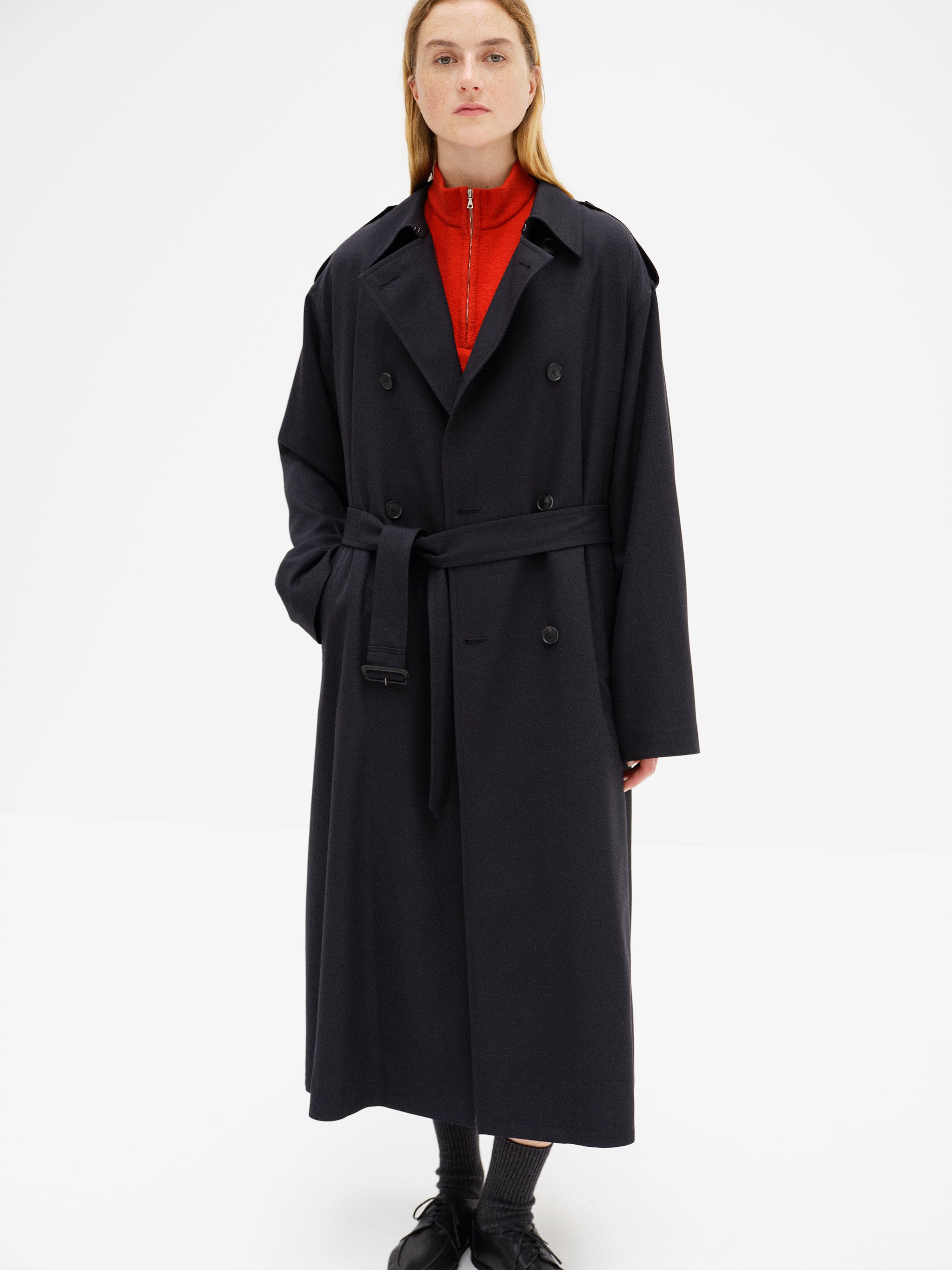 ULTRA FINE WOOL TRENCH COAT WITH DETACHABLE LINER