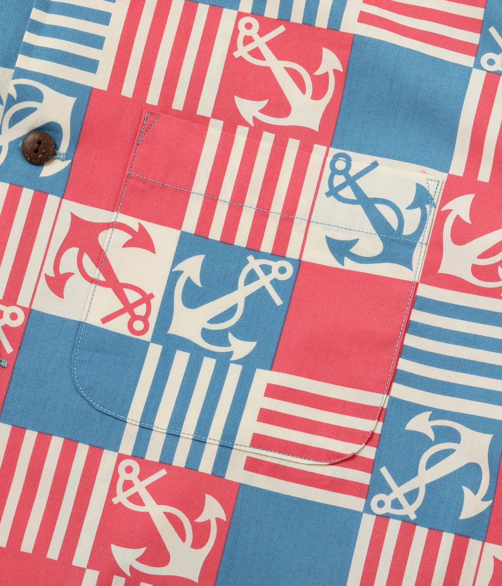 COTTON BROAD OPEN SHIRT “ANCHOR SQUARES”