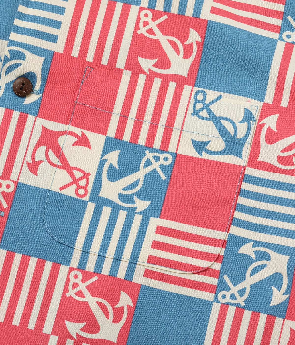 COTTON BROAD OPEN SHIRT “ANCHOR SQUARES”