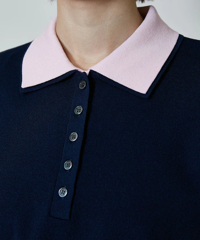 Color Scheme 2-Panel Collar Short Sleeve Knit Polo Shirt Limited Edition