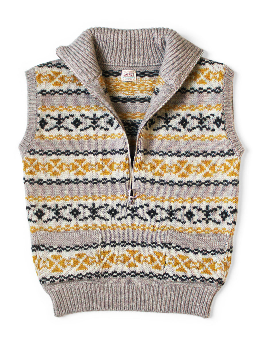 3G Wool Yellowknife Fair Isle Half-Zip Vest